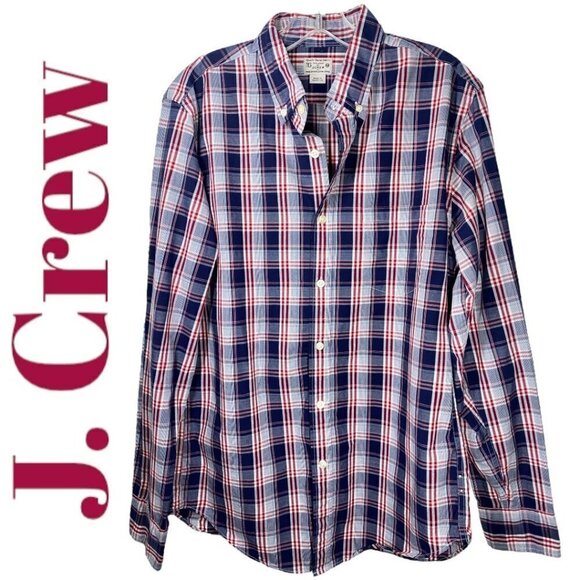 J. CREW FACTORY 100% Cotton Lightweight Summer Plaid Button Down Tailored Fit, M - Picture 9 of 9